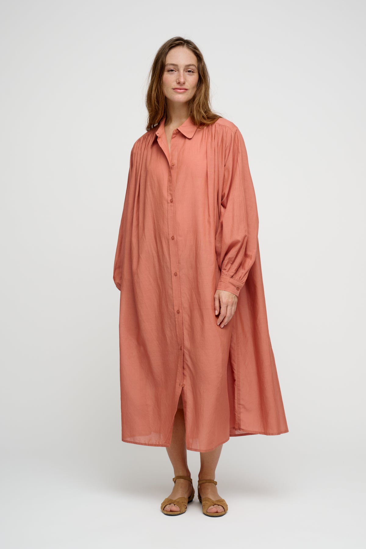 Golden skjortekjole - Dusty Coral